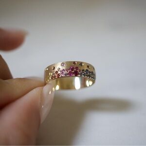 Rainbow Galaxy Confetti Ring